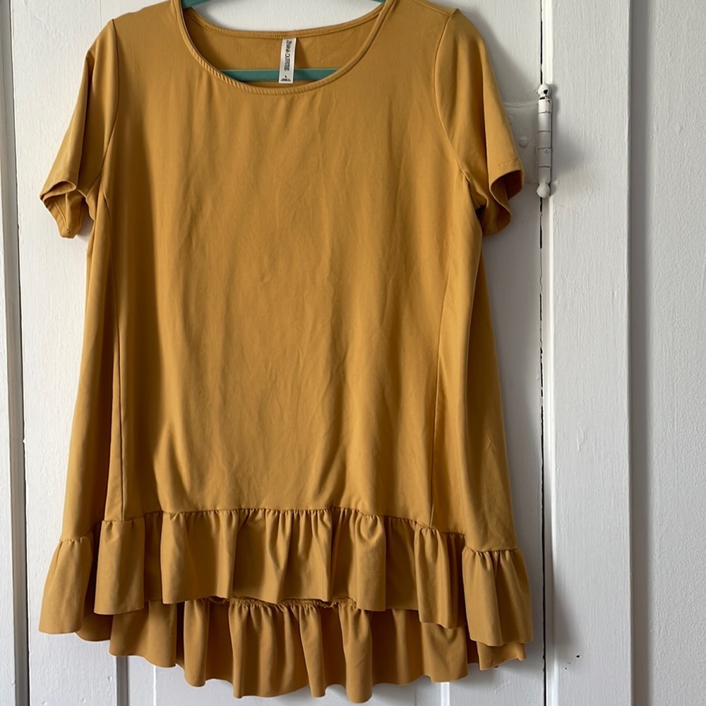 mustard yellow shirt